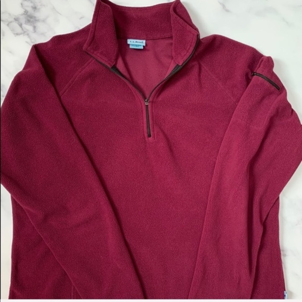 L.L. Bean 1/4 Zip Maroon Red Fleece Small